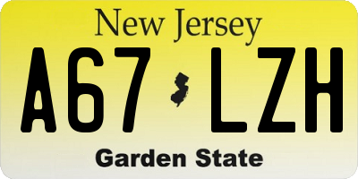 NJ license plate A67LZH