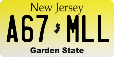NJ license plate A67MLL