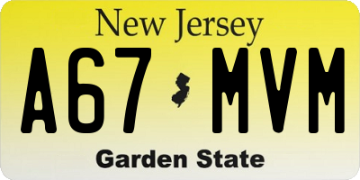 NJ license plate A67MVM