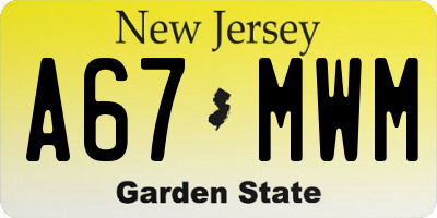 NJ license plate A67MWM