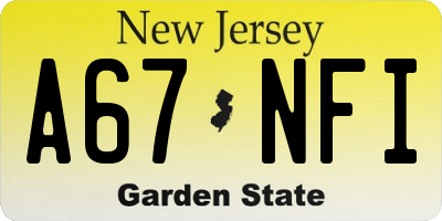 NJ license plate A67NFI