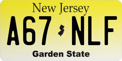 NJ license plate A67NLF