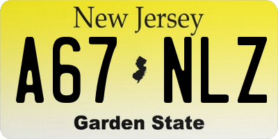 NJ license plate A67NLZ