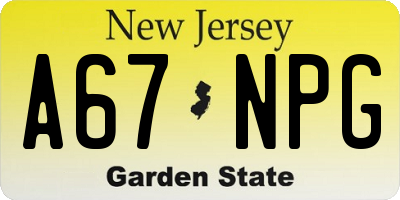 NJ license plate A67NPG