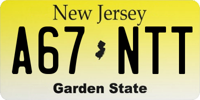 NJ license plate A67NTT