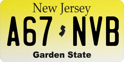 NJ license plate A67NVB