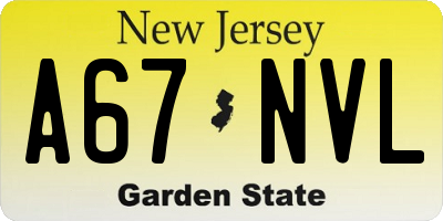 NJ license plate A67NVL