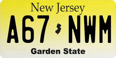 NJ license plate A67NWM