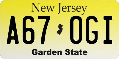 NJ license plate A67OGI