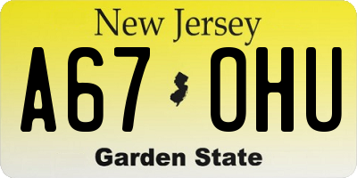 NJ license plate A67OHU
