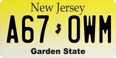 NJ license plate A67OWM