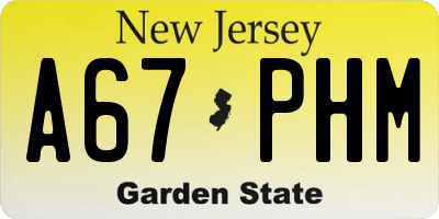 NJ license plate A67PHM