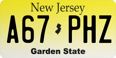 NJ license plate A67PHZ