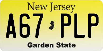 NJ license plate A67PLP