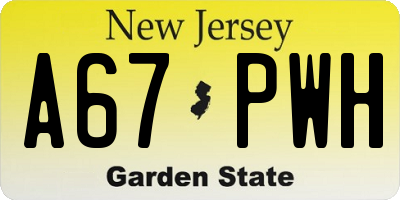 NJ license plate A67PWH