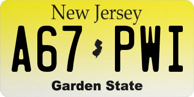 NJ license plate A67PWI