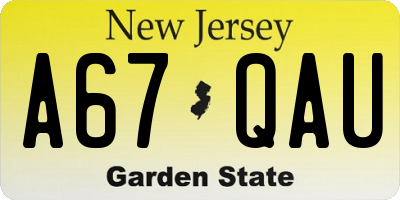 NJ license plate A67QAU