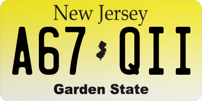 NJ license plate A67QII