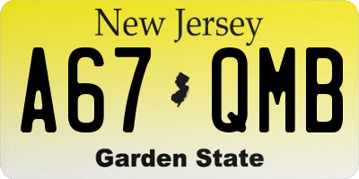 NJ license plate A67QMB