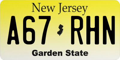 NJ license plate A67RHN
