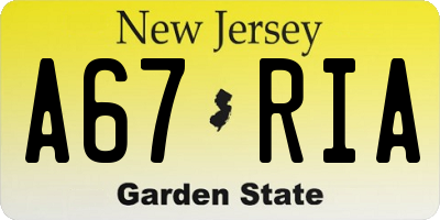 NJ license plate A67RIA
