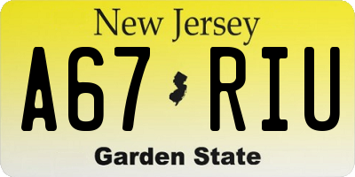 NJ license plate A67RIU