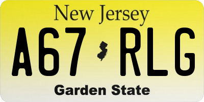 NJ license plate A67RLG