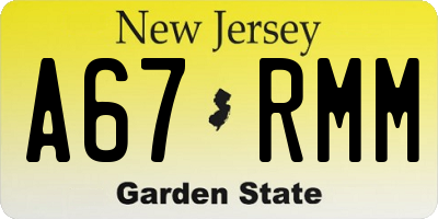 NJ license plate A67RMM