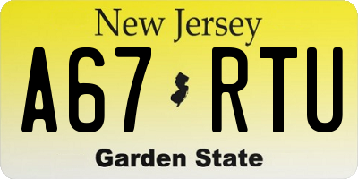 NJ license plate A67RTU