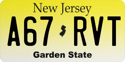 NJ license plate A67RVT