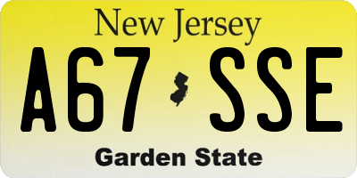 NJ license plate A67SSE