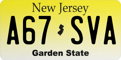 NJ license plate A67SVA
