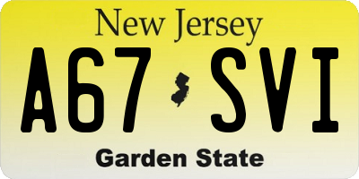 NJ license plate A67SVI