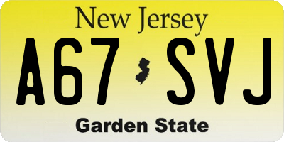 NJ license plate A67SVJ