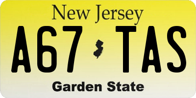 NJ license plate A67TAS
