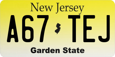 NJ license plate A67TEJ