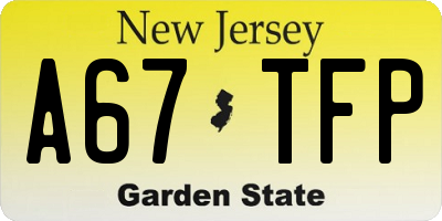 NJ license plate A67TFP