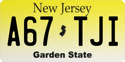 NJ license plate A67TJI