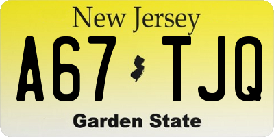 NJ license plate A67TJQ