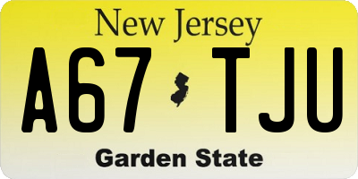 NJ license plate A67TJU