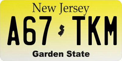 NJ license plate A67TKM
