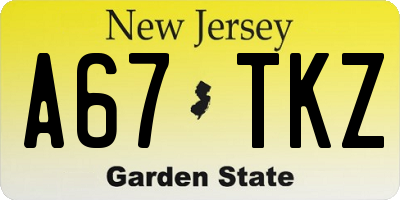 NJ license plate A67TKZ