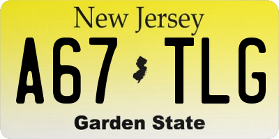 NJ license plate A67TLG