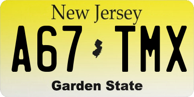 NJ license plate A67TMX