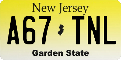NJ license plate A67TNL