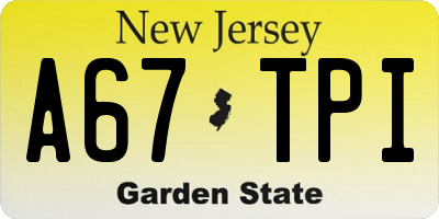 NJ license plate A67TPI