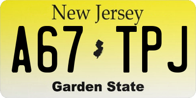 NJ license plate A67TPJ