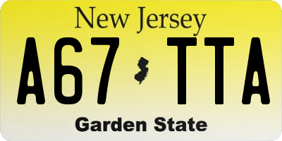 NJ license plate A67TTA