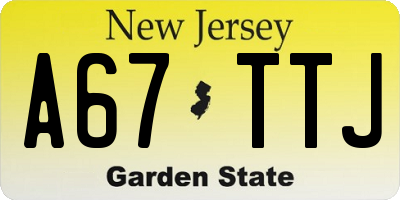 NJ license plate A67TTJ
