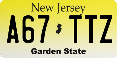 NJ license plate A67TTZ